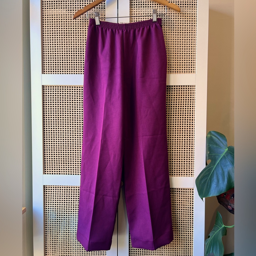 Vintage Koret Petites Pants Pull On Elastic Tapered Leg Purple size S/XS